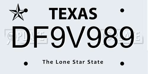 DF9V989 Texas License Plate