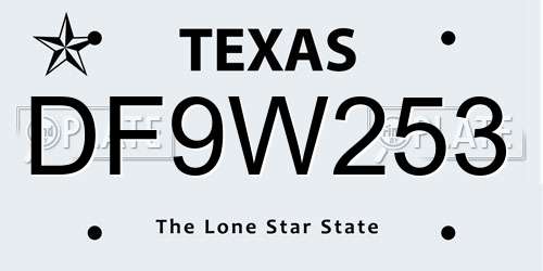 DF9W253 Texas License Plate