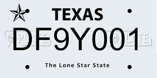 DF9Y001 Texas License Plate
