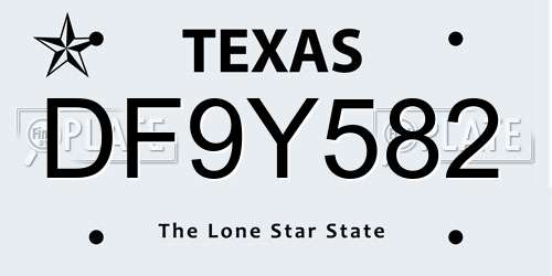 DF9Y582 Texas License Plate