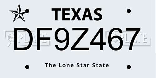 DF9Z467 Texas License Plate