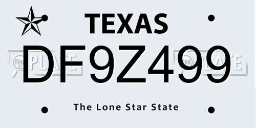 DF9Z499 Texas License Plate