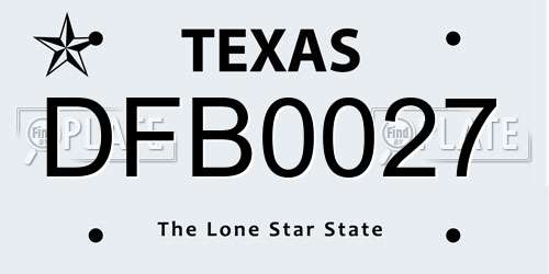 DFB0027 Texas License Plate