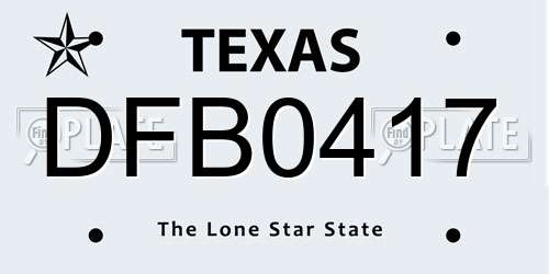 DFB0417 Texas License Plate