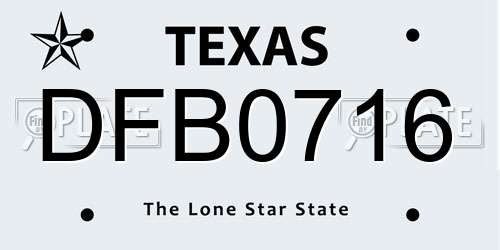 DFB0716 Texas License Plate