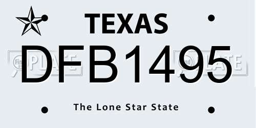 DFB1495 Texas License Plate
