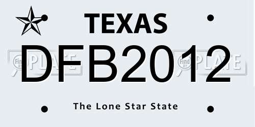 DFB2012 Texas License Plate