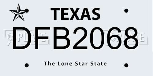DFB2068 Texas License Plate