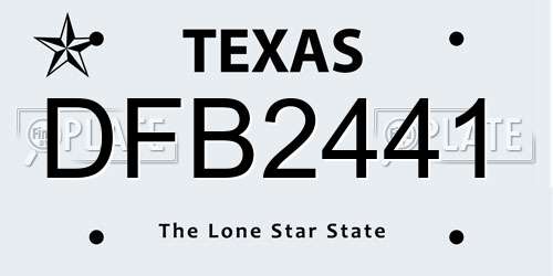 DFB2441 Texas License Plate