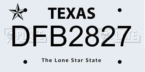 DFB2827 Texas License Plate