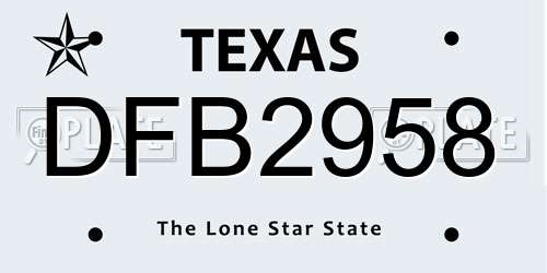 DFB2958 Texas License Plate