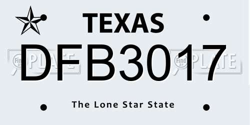 DFB3017 Texas License Plate