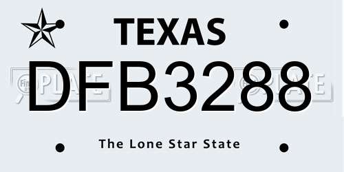 DFB3288 Texas License Plate