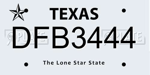 DFB3444 Texas License Plate