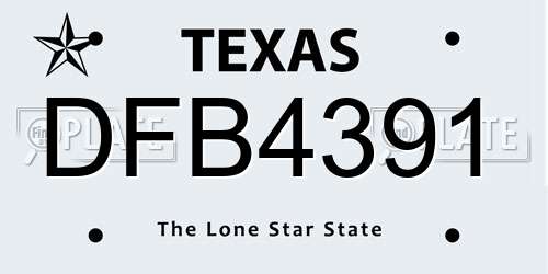 DFB4391 Texas License Plate