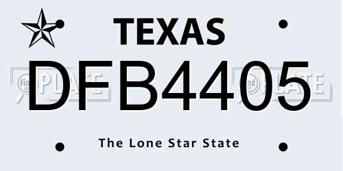 DFB4405 Texas License Plate