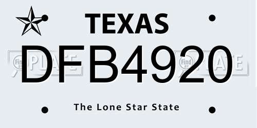 DFB4920 Texas License Plate