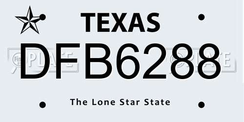 DFB6288 Texas License Plate