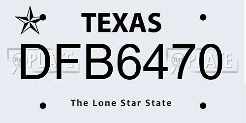 DFB6470 Texas License Plate