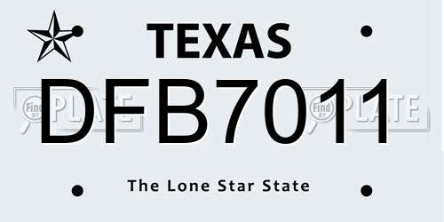 DFB7011 Texas License Plate