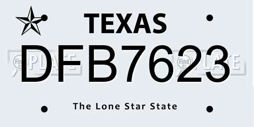 DFB7623 Texas License Plate
