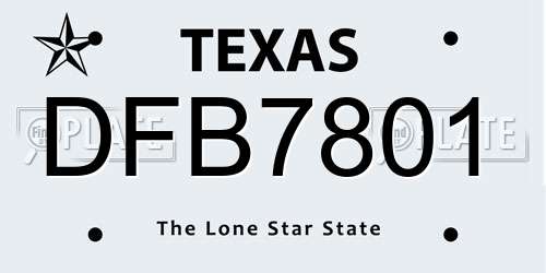 DFB7801 Texas License Plate
