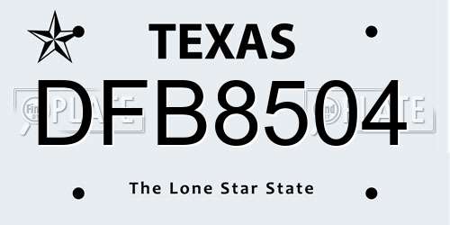 DFB8504 Texas License Plate