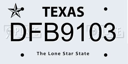 DFB9103 Texas License Plate