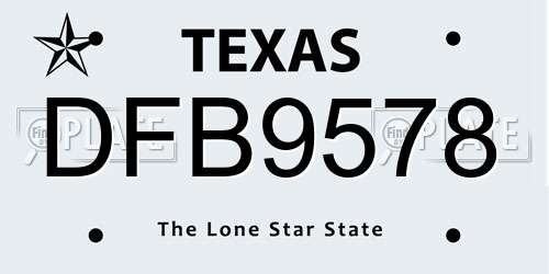 DFB9578 Texas License Plate