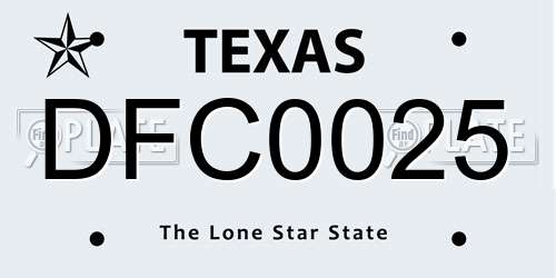 DFC0025 Texas License Plate