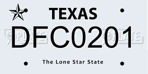 DFC0201 Texas License Plate