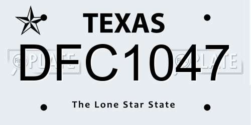 DFC1047 Texas License Plate