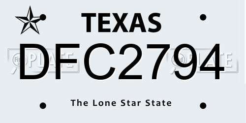 DFC2794 Texas License Plate