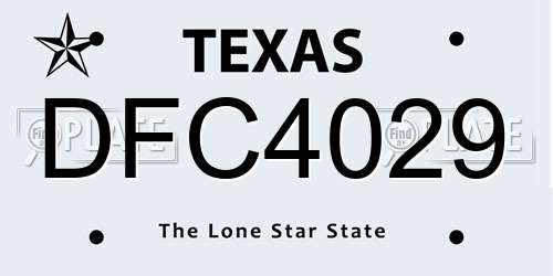 DFC4029 Texas License Plate