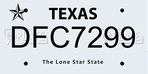 DFC7299 Texas License Plate