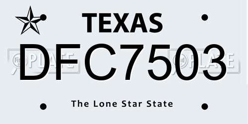DFC7503 Texas License Plate