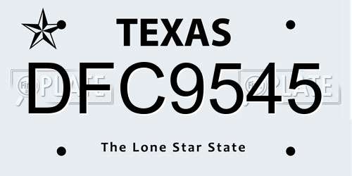 DFC9545 Texas License Plate