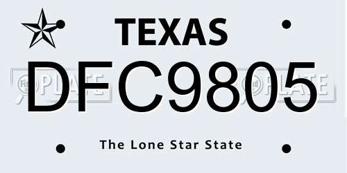 DFC9805 Texas License Plate