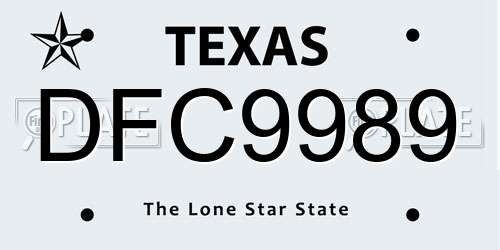 DFC9989 Texas License Plate