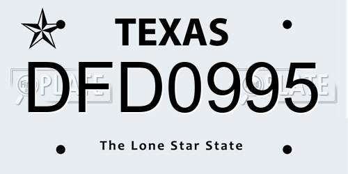 DFD0995 Texas License Plate