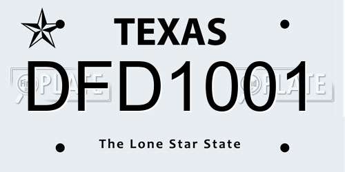 DFD1001 Texas License Plate