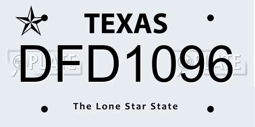 DFD1096 Texas License Plate