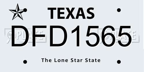 DFD1565 Texas License Plate