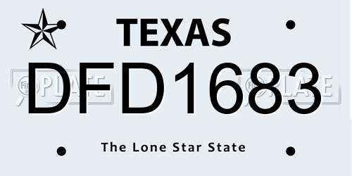 DFD1683 Texas License Plate