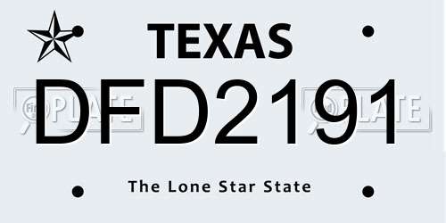 DFD2191 Texas License Plate