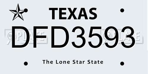 DFD3593 Texas License Plate