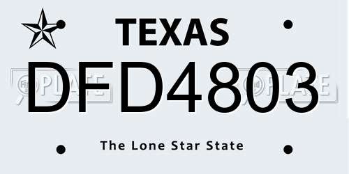 DFD4803 Texas License Plate