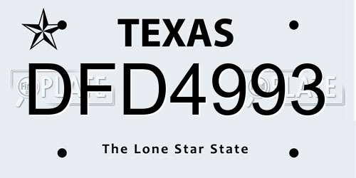 DFD4993 Texas License Plate
