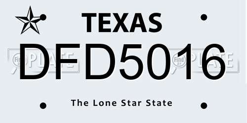DFD5016 Texas License Plate