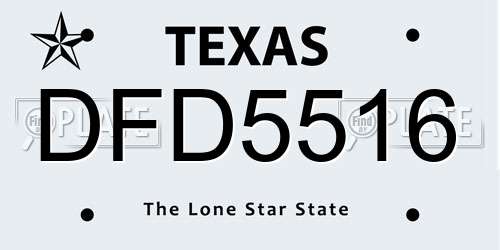 DFD5516 Texas License Plate